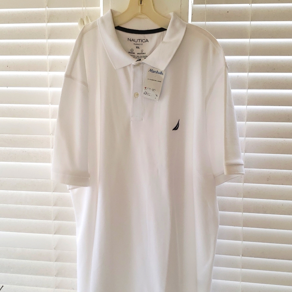 Nautica mens XXL polo shirt white, wicking,breathable NWT